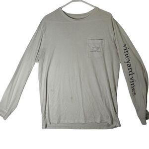 Vineyard Vines Men's Long Sleeve Pocket T-Shirt White‎ Size L Crew Neck Casual